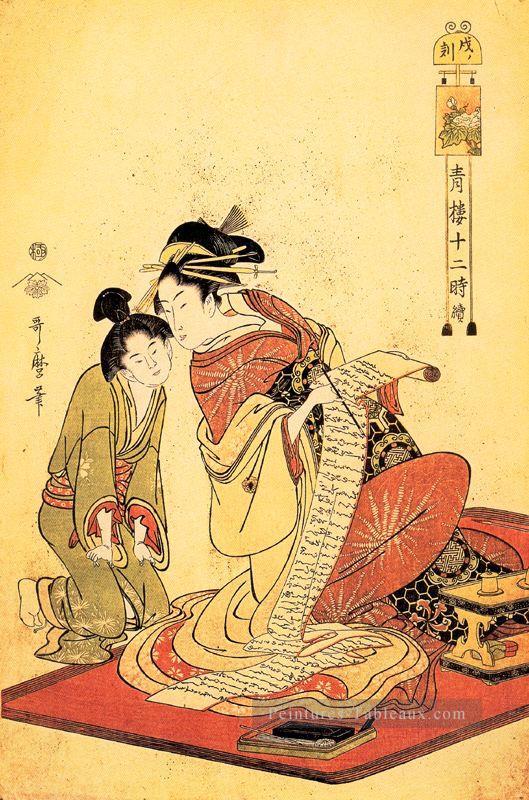 l’heure du Dragon Kitagawa Utamaro ukiyo e Bijin GA Peintures à l'huile